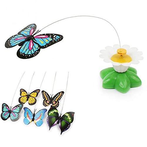 LIZHOUMIL Juguete interactivo para gatos con mariposa giratoria automática, colibrí eléctrico, mariposa voladora, mariposa giratoria, color aleatorio