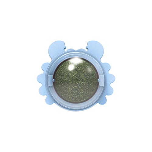 LIZHOUMIL Juguete para Gatos de Interior Giratorio, Bola de Hierba gatera, Juguete para lamer, Juguete para Masticar, Limpieza de Dientes, Juguete para mordedura de Gato Cangrejo Azul