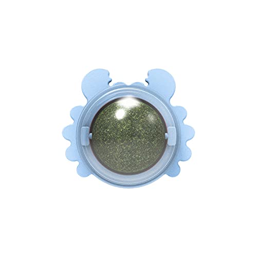 LIZHOUMIL Juguete para Gatos de Interior Giratorio, Bola de Hierba gatera, Juguete para lamer, Juguete para Masticar, Limpieza de Dientes, Juguete para mordedura de Gato Cangrejo Azul