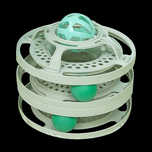 LIZHOUMIL Tocadiscos para gatos juguete de pistas bolas mágicas brillantes interactivas para gatos, juego de ejercicio de persecución en interiores divertidos juguetes de rompecabezas Mostaza amarilla