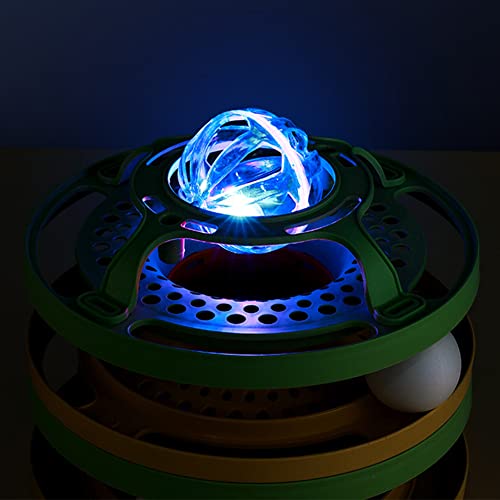 LIZHOUMIL Tocadiscos para gatos juguete de pistas bolas mágicas brillantes interactivas para gatos, juego de ejercicio de persecución en interiores divertidos juguetes de rompecabezas Mostaza amarilla