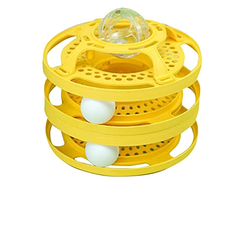 LIZHOUMIL Tocadiscos para gatos juguete de pistas bolas mágicas brillantes interactivas para gatos, juego de ejercicio de persecución en interiores divertidos juguetes de rompecabezas Mostaza amarilla