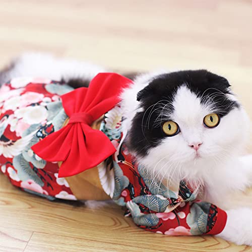 LKJYBG Disfraces para mascotas Kimono Disfraces para perros Cachorro Gato Traje de dibujos animados Japonés Kimono para Gatos Perros Cachorros Mascotas Regalos Fiesta Verde Kimono 4#