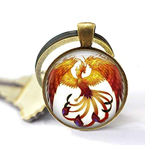 Llavero Fénix de fuego, pájaro de fuego, levántate de las cenizas, renacido, nuevo comienzo, de nuevo, regalo