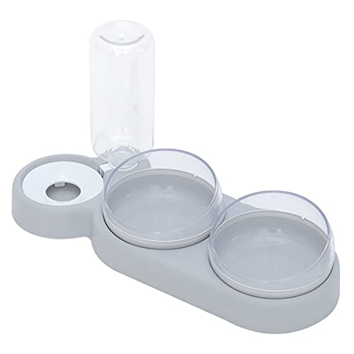 LLY Cuenco Doble para Gatos, 15 ° de inclinación, Cuenco Anti-vómitos para Gatos, Cuenco de alimentación 3 en 1, Gatos con dispensador de Agua automático, Cuenco de alimentación Doble