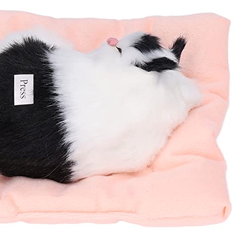 logozoee Juguete para Gatos el Dormir, Juguetes Felpa Realista Cómodo con Sonido para Niños Juguete(Gato Blanco y Negro de carbón Activado)