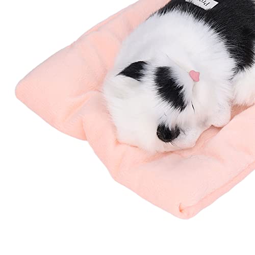 logozoee Juguete para Gatos el Dormir, Juguetes Felpa Realista Cómodo con Sonido para Niños Juguete(Gato Blanco y Negro de carbón Activado)