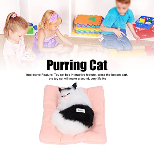 logozoee Juguete para Gatos el Dormir, Juguetes Felpa Realista Cómodo con Sonido para Niños Juguete(Gato Blanco y Negro de carbón Activado)