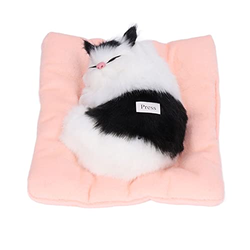 logozoee Juguete para Gatos el Dormir, Juguetes Felpa Realista Cómodo con Sonido para Niños Juguete(Gato Blanco y Negro de carbón Activado)