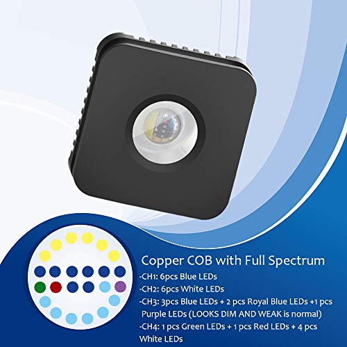 Lominie - Luz LED para acuario, 4 canales WiFi y RF, control remoto regulable, 30 W, luz para pecera Pixie 30 con soporte para peces de agua salada y tanque de coral de arrecife (P30, agua salada)