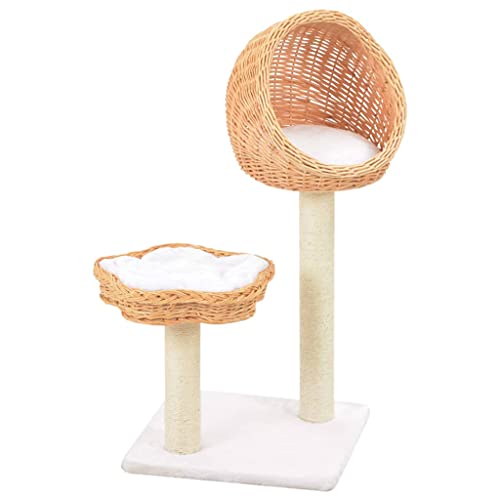 LONGMHKO Rascador para Gatos con Poste de sisal Madera Natural de Sauce Altura del rascador: 85 cm