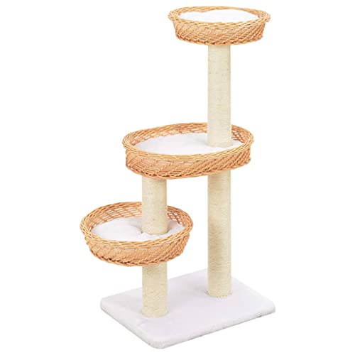 LONGMHKO Rascador para Gatos con Poste de sisal Madera Natural de Sauce Altura del rascador: 85 cm