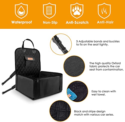 Looxmeer Asiento Coche Perro Pequeño Mediano Impermeable Homologado, Funda Asiento Delantero para Mascotas, Cubre de Perro Lavable Plegable para Viajes, 58x50x38cm, Negro