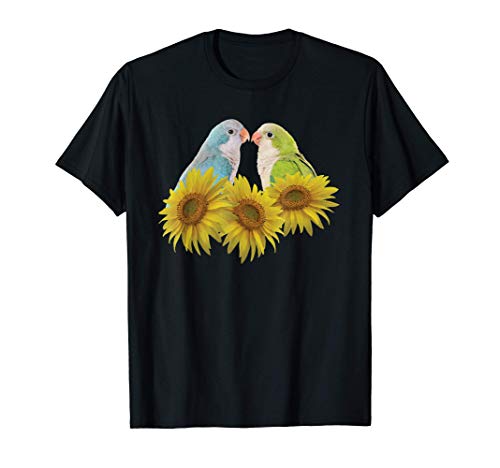 Loro Cuáquero Azul y Verde Periquito Monje Girasol Camiseta
