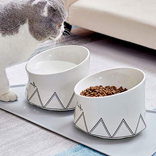 lovecabin Comedero Gato Elevado Inclinado, Comedero Gato Antivomito, Material Saludable De Grado Alimenticio, Bigotes Sin Estrés, Antideslizante para Gatos/Perros Pequeños, 250mlPink