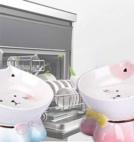 lovecabin Comedero Gato Elevado Inclinado, Comedero Gato Antivomito, Tazón De Gato Ortopédico, Material Saludable De Grado Alimenticio, Bigotes Sin Estrés, AntideslizantePink