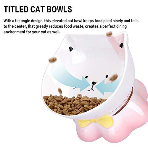 lovecabin Comedero Gato Elevado Inclinado, Comedero Gato Antivomito, Tazón De Gato Ortopédico, Material Saludable De Grado Alimenticio, Bigotes Sin Estrés, AntideslizantePink