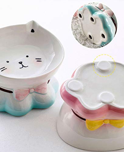 lovecabin Comedero Gato Elevado Inclinado, Comedero Gato Antivomito, Tazón De Gato Ortopédico, Material Saludable De Grado Alimenticio, Bigotes Sin Estrés, AntideslizantePink