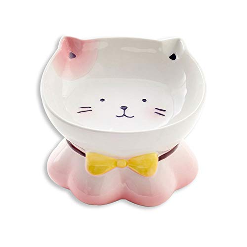 lovecabin Comedero Gato Elevado Inclinado, Comedero Gato Antivomito, Tazón De Gato Ortopédico, Material Saludable De Grado Alimenticio, Bigotes Sin Estrés, AntideslizantePink
