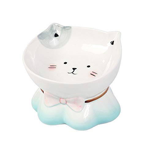 lovecabin Comedero Gato Elevado Inclinado, Tazones Antivomitos Gatos, Comedero Ortopedico para Gatos,Material Saludable De Grado Alimenticio, Bigotes Sin Estrés, AntideslizanteBlue
