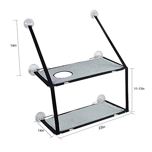 L.S Hamaca Gato Ventana Camas Gatos hasta 25KG Estructura Metálica Estable Esteras Blandas Cama (Gatos Doble, Gris) (Gato Cara)