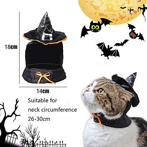 LSHAN Sombrero de Bruja de Perro Gato de Halloween, Accesorios para Disfraz de Sombrero de Mago Cachorro, Sombrero para Mascotas para Perros y Gatos, Negro