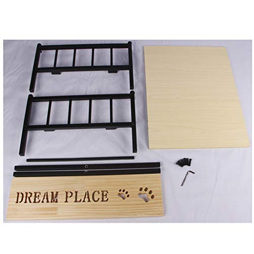 LTLJX Cama para Mascotas, Deluxe Madera Elavada Cama de Perro Sofá Metal 3 Barandas Estilo Europeo Adecuada para Gatos Y Perros Pequeños Y Medianos Todas Las Estaciones,Azul,M75*55 * 27cm