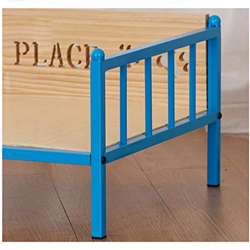 LTLJX Cama para Mascotas, Deluxe Madera Elavada Cama de Perro Sofá Metal 3 Barandas Estilo Europeo Adecuada para Gatos Y Perros Pequeños Y Medianos Todas Las Estaciones,Azul,M75*55 * 27cm