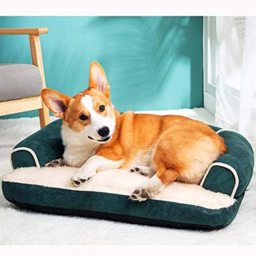 L.TSA Cama de Lujo para Mascotas, Gatos, Perros, Fiebre espontánea, cálido, abrazador, Perrera, Suave, Cachorro, sofá, Gato, cojín, Cama (Color: Verde)