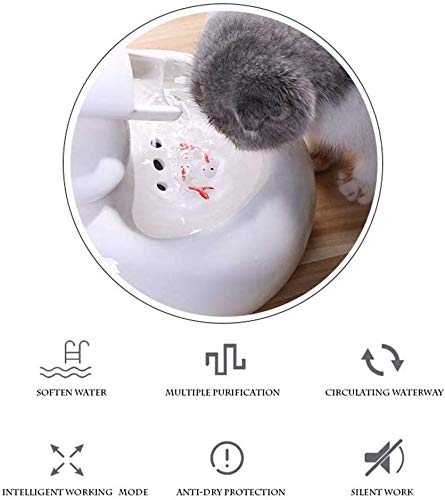 L.TSA Dispensador de Agua de cerámica para Mascotas para Perros o Gatos Diseño Exquisito y Moderno La Fuente de circulación automática Hace Que el Gato se enamore de Beber Agua Saludable y e