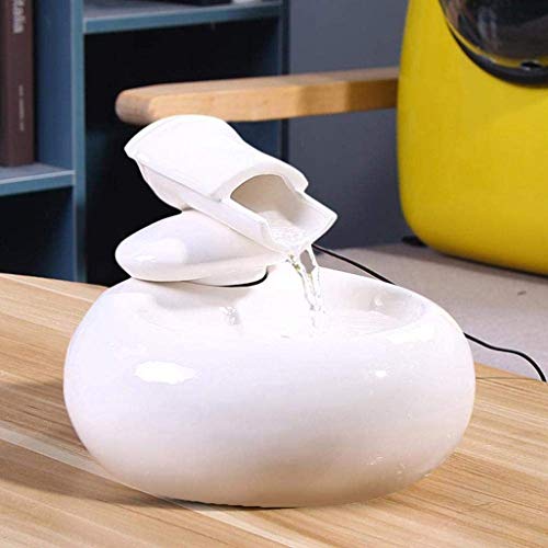 L.TSA Dispensador de Agua de cerámica para Mascotas para Perros o Gatos Diseño Exquisito y Moderno La Fuente de circulación automática Hace Que el Gato se enamore de Beber Agua Saludable y e
