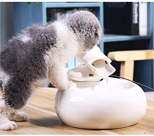 L.TSA Dispensador de Agua de cerámica para Mascotas para Perros o Gatos Diseño Exquisito y Moderno La Fuente de circulación automática Hace Que el Gato se enamore de Beber Agua Saludable y e