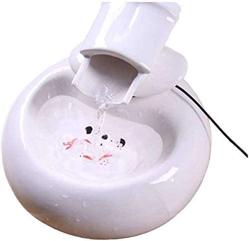 L.TSA Dispensador de Agua de cerámica para Mascotas para Perros o Gatos Diseño Exquisito y Moderno La Fuente de circulación automática Hace Que el Gato se enamore de Beber Agua Saludable y e