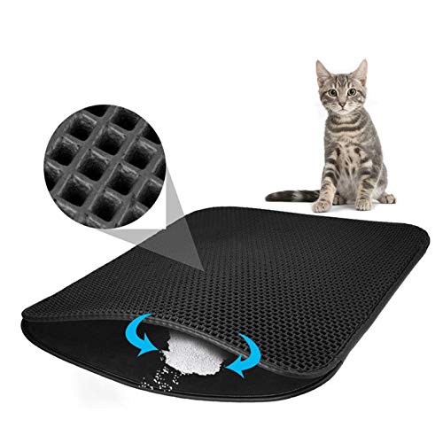 LUCHUII Casa Gato caseta Perro, Pad Limpia Productos Antideslizantes para Gatos Accesorios Cat Litter Mat Pad Pad Pastilla de Doble Capa Plegable Gato Impermeable Atrapamiento Mater