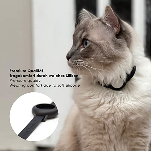 LucyBalu Collar para gatos NEMO para AirTag* I seguro, ligero y cómodo I Collar para gatos con cierre de seguridad I Compatible con Apple AirTag I Correa de silicona naranja neón