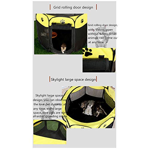 LWGY Cerca Cachorro Portátil Mascota Valla Gato Gato Conejo Animal Mascota Cerrar Disponible Perro Gato Habitación Plegada Gato Embarazo Producción Nido Tienda Perrera Estera? (L,Amarillo)