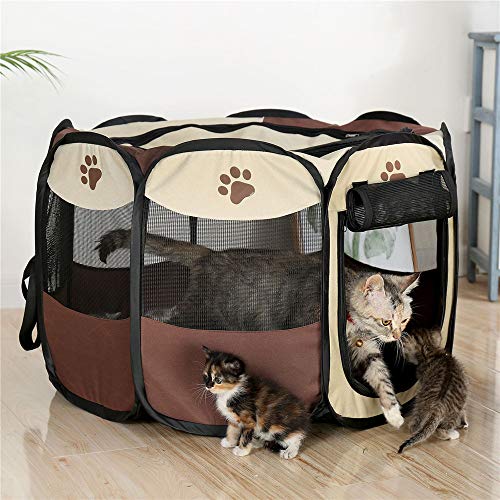 LWGY Cerca Cachorro Portátil Mascota Valla Gato Gato Conejo Animal Mascota Cerrar Disponible Perro Gato Habitación Plegada Gato Embarazo Producción Nido Tienda Perrera Estera? (L,Amarillo)