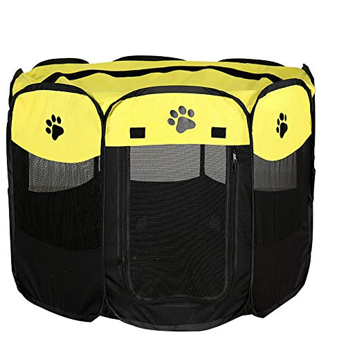 LWGY Cerca Cachorro Portátil Mascota Valla Gato Gato Conejo Animal Mascota Cerrar Disponible Perro Gato Habitación Plegada Gato Embarazo Producción Nido Tienda Perrera Estera? (L,Amarillo)