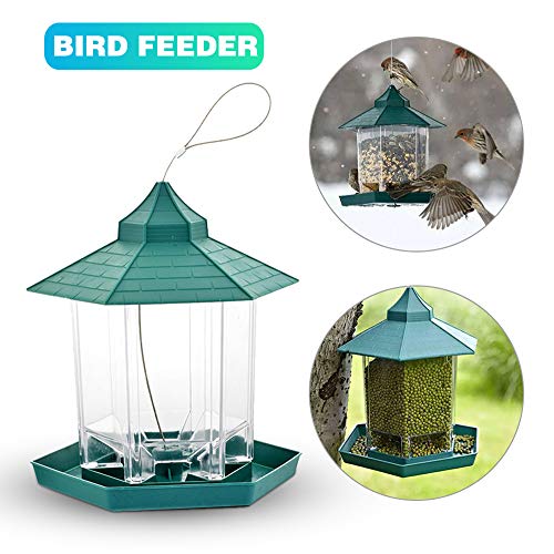 LXB Alimentador de pájaros Contenedor de Comida para pájaros Colgante de plástico, Gazebo Colgante Cubierta Segura Alimentador de pájaros Contenedor de Comida de Semillas de maní