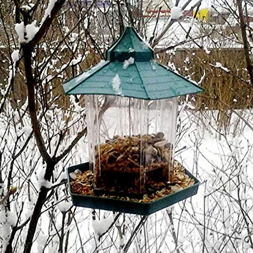 LXB Alimentador de pájaros Contenedor de Comida para pájaros Colgante de plástico, Gazebo Colgante Cubierta Segura Alimentador de pájaros Contenedor de Comida de Semillas de maní