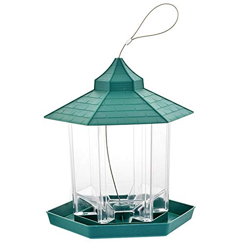 LXB Alimentador de pájaros Contenedor de Comida para pájaros Colgante de plástico, Gazebo Colgante Cubierta Segura Alimentador de pájaros Contenedor de Comida de Semillas de maní