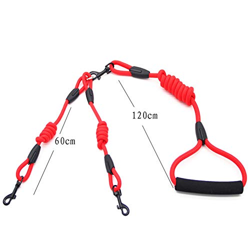 LXB Correa Doble para Perros Correa Doble Resistente para Perros 360 giratoria sin enredos, Correa Fuerte para Perros con cómoda manija Acolchada, Correas para Perros con Hilos