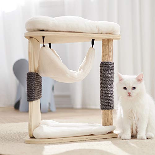 LXHONG Cómoda Arena para Gatos De Madera Maciza, Villa Gato Hamaca, Pequeño Parque Infantil para Gatos para Hospital De Mascotas La Tienda De Animales, Ahorra Espacio (Color : Wood, Size : 40x46cm)