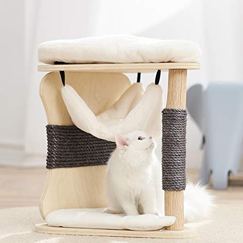 LXHONG Cómoda Arena para Gatos De Madera Maciza, Villa Gato Hamaca, Pequeño Parque Infantil para Gatos para Hospital De Mascotas La Tienda De Animales, Ahorra Espacio (Color : Wood, Size : 40x46cm)