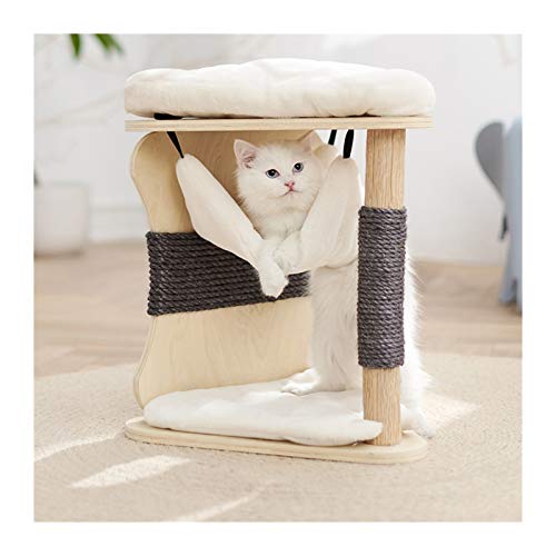 LXHONG Cómoda Arena para Gatos De Madera Maciza, Villa Gato Hamaca, Pequeño Parque Infantil para Gatos para Hospital De Mascotas La Tienda De Animales, Ahorra Espacio (Color : Wood, Size : 40x46cm)