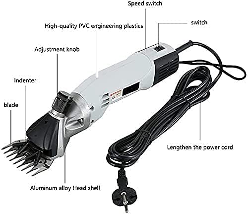 LXNQG 900W Cajeras de Caballos 6 Engranajes Velocidad eléctrica Shears Shears Máquina Clipper Cizalla de Cultivos Cutter Lana Tijera Corte Máquina, 9 Dientes / 13thoth Cuchilla Curvada