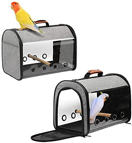 LXNQG Travel Bird Cage Bird Travel Carrier Transparente portátil Parrot Jaula de pájaro Mochila de Asas con Doble Cremallera Diseño Caja de Transporte de Aves Ligero Ligero Portador de Aves