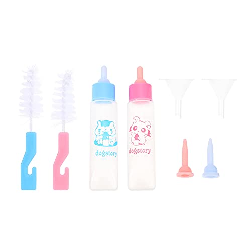 M I A 2 juegos de botella de alimentación para mascotas Kig para mascotas puede exprimir kit de alimentación líquida con cepillos de limpieza de botellas para gato gatito