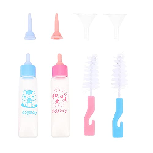 M I A 2 juegos de botella de alimentación para mascotas Kig para mascotas puede exprimir kit de alimentación líquida con cepillos de limpieza de botellas para gato gatito