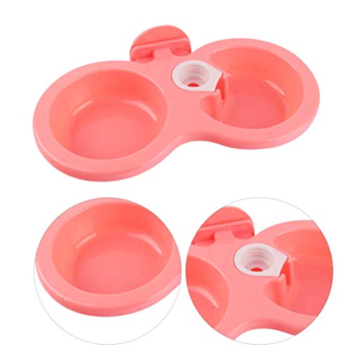 M I A Alimentador de agua para mascotas de doble uso para colgar comedero para gatos y perros, color verde, talla S (color: rosa, tamaño: S)